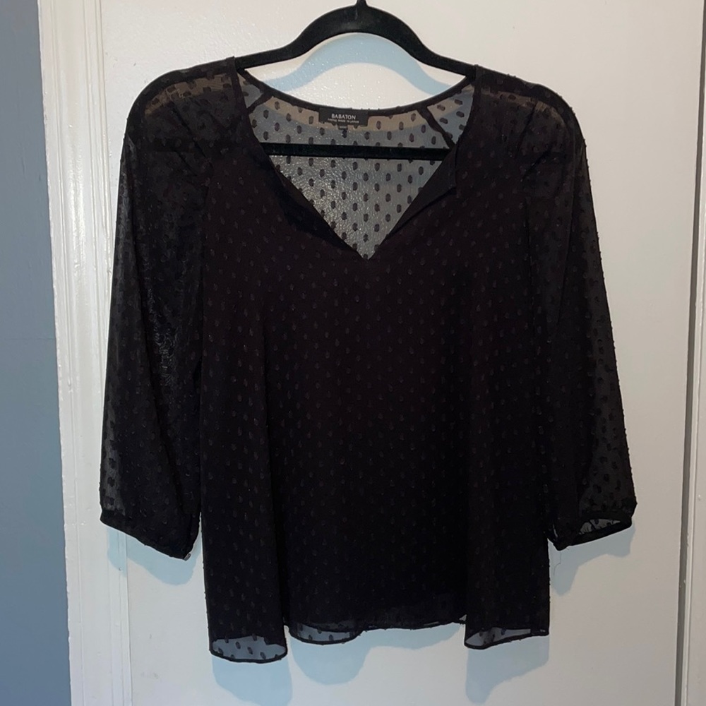 Aritzia Babaton black sheer blouse